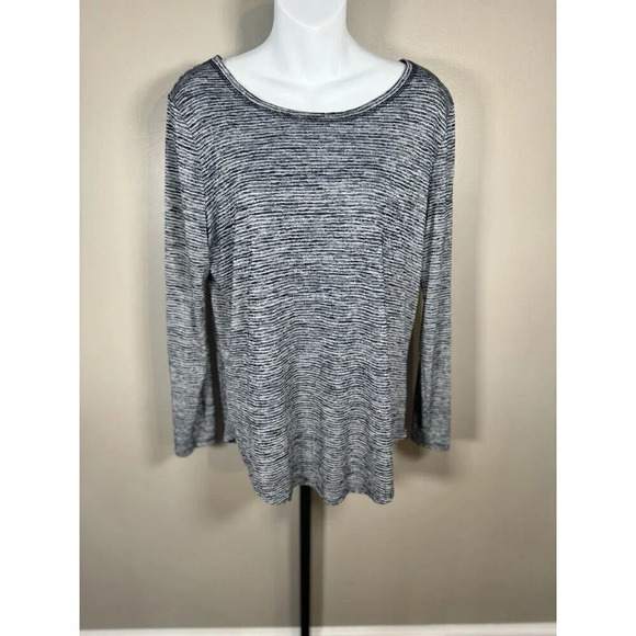 Athleta Jacquard Flexlight Train Top Women's Size L Navy Blue Open Back - Picture 1 of 6